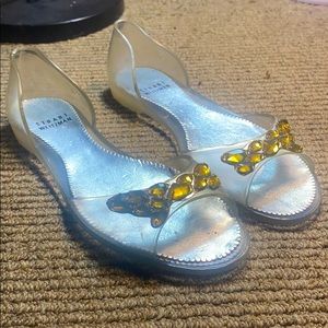Stuart Weissman slippers with gold jewels